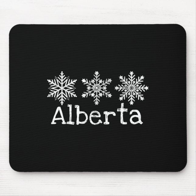 Mousepad Alberta Canada Ski Skiier Skiing Winter Snowflakes (Frente)