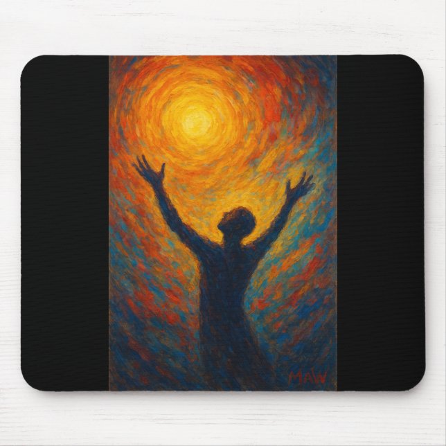 Mousepad “Alcançando a Luz — Silhueta Abstrata a Óleo” (Frente)