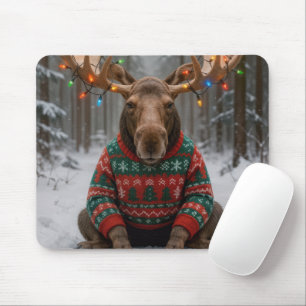 Mousepad Alce Vestindo Suéter Feio de Natal