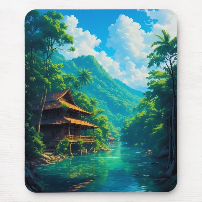 Mousepad Aldeia no Abraço da Natureza (Frente)