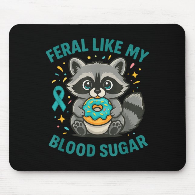 Mousepad Alegre Açúcar no Sangue Guaxinim Comida Caos Diabe (Frente)