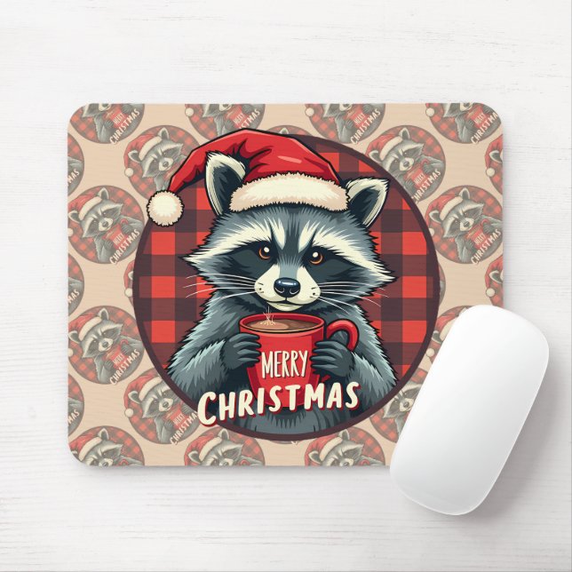 Mousepad Alegria de Cacau do Guaxinim de Natal (Com mouse)