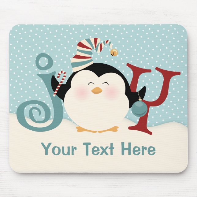 Mousepad Alegria do pinguim do Natal (Frente)