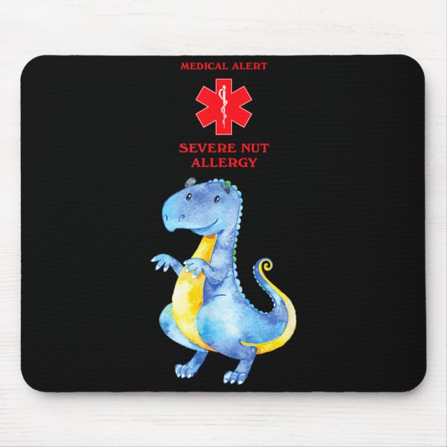 Mousepad Alerta Médico Alergia Grave a Nozes Com (Frente)