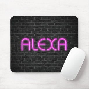 Mousepad ALEXA Em Luzes De Neon Rosa