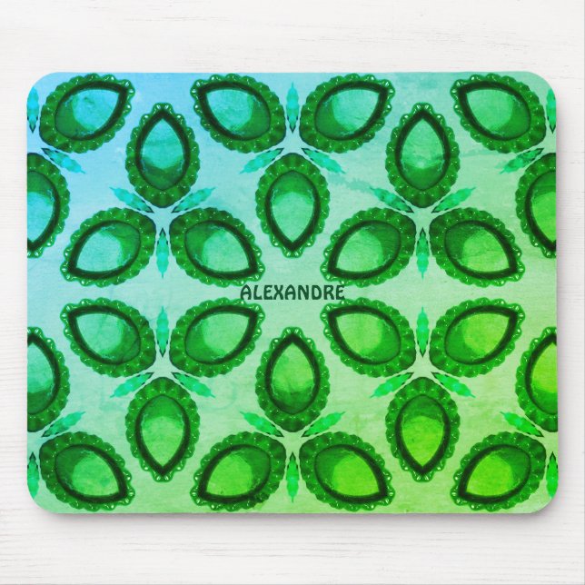 Mousepad ALEXANDRE ~ Padrão Verde Abstrato ~ Personalizado (Frente)