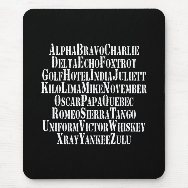 MOUSEPAD ALFABETE FONÉTICO / PALAVRAS DE CÓDIGO (Frente)