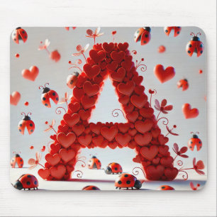 Mousepad Alfabeto Criativo Letra A com Formas de Coração