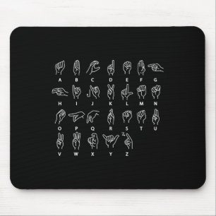 Mousepad Alfabeto da Língua de Sinais Surdo-Mudo Asl Consci