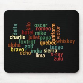 Mousepad Alfabeto fonético de OTAN (fundo escuro)