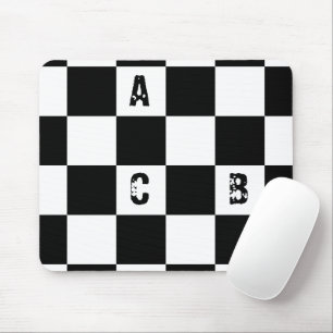 Mousepad Alfabetos Pretos e Brancos Verificados Modernos