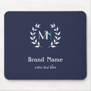 Mousepad Alfombra de Rato Monograma Laurel Azul Marinho