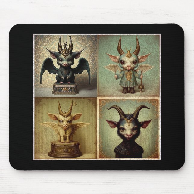 Mousepad Alfombrilla negra para ratón ordenador Baphomet.   (Frente)