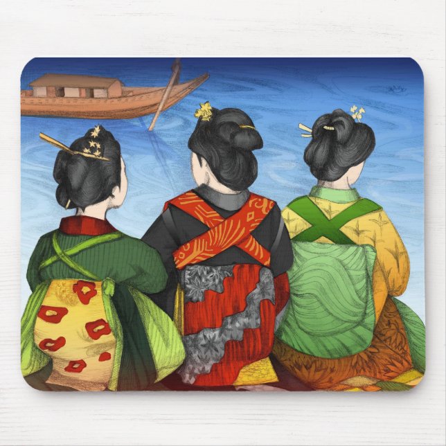 Mousepad Alfombrilla Tres Geishas Kimonos (Frente)
