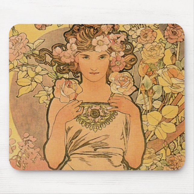 Mousepad Alfons Mucha ~ O rosa (Frente)