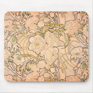 Mousepad Alfonse Mucha Arte Nova Peônias