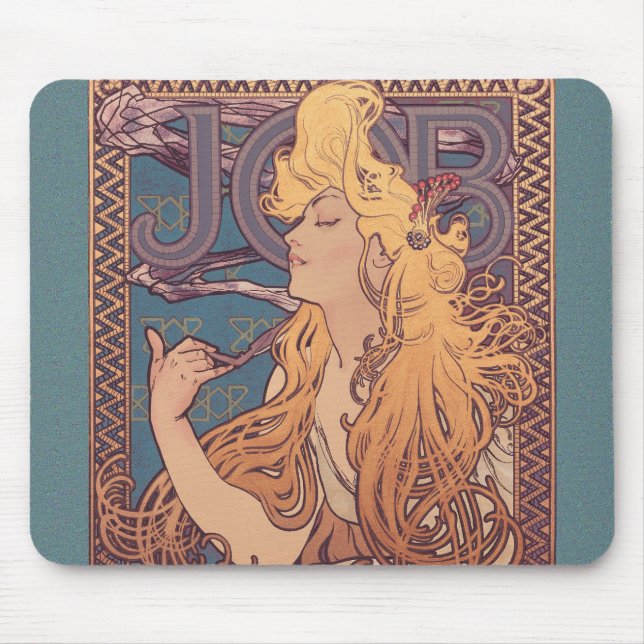 Mousepad Alfonse Mucha Job Art Nouveau mulher (Frente)