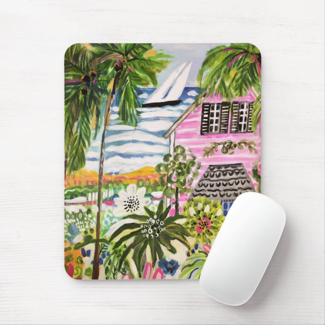Mousepad Algodão rosa perto da baía I (Com mouse)
