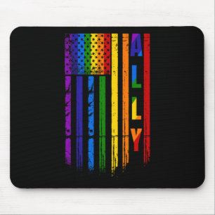 Mousepad Aliado Lgbt Lgbtq Arco-íris Orgulho Bandeira Ameri