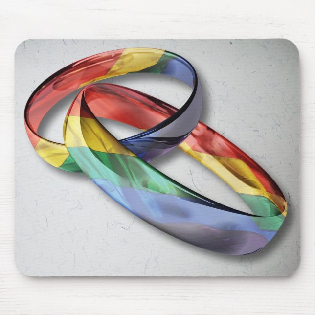 Mousepad Alianças de casamento do arco-íris para a (Frente)