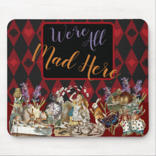 Mousepad Alice Aventuras com o Gato Cheshire Louco de Wonde