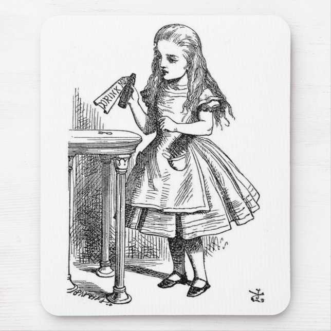 Mousepad Alice com a "bebida mim" garrafa (Frente)