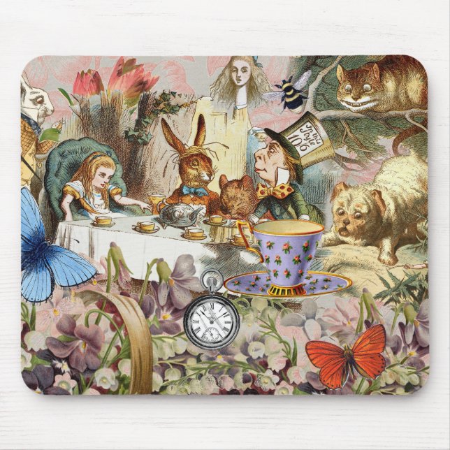 Mousepad Alice in Wonderland tea party characters (Frente)