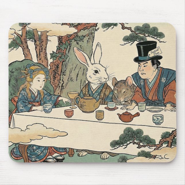 Mousepad Alice Lost in Japan | Ukiyo-e Mad Tea Party (Frente)