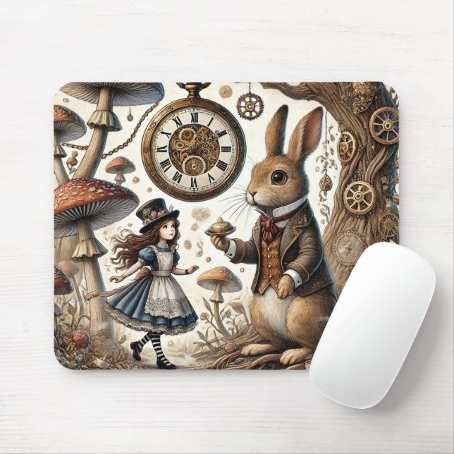 Mousepad Alice no País das Maravilhas Chá de Coelho Branco (Com mouse)