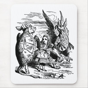 Mousepad Alice no País das Maravilhas Vintage, Grifo, Tarta