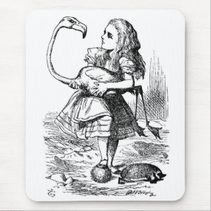 Mousepad Alice que tenta jogar o croquet com um flamingo
