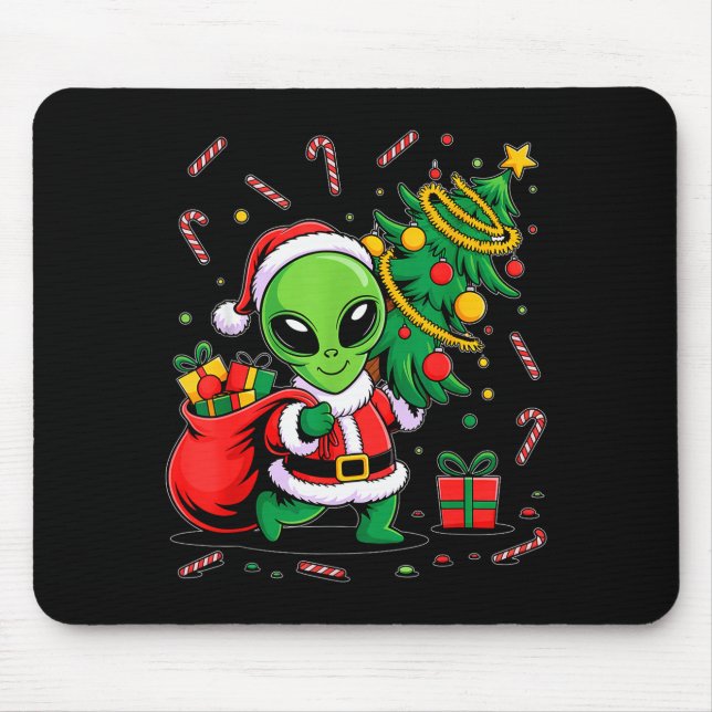 Mousepad Alien Christmas Tree Lights Xmas Funny Alien  (Frente)