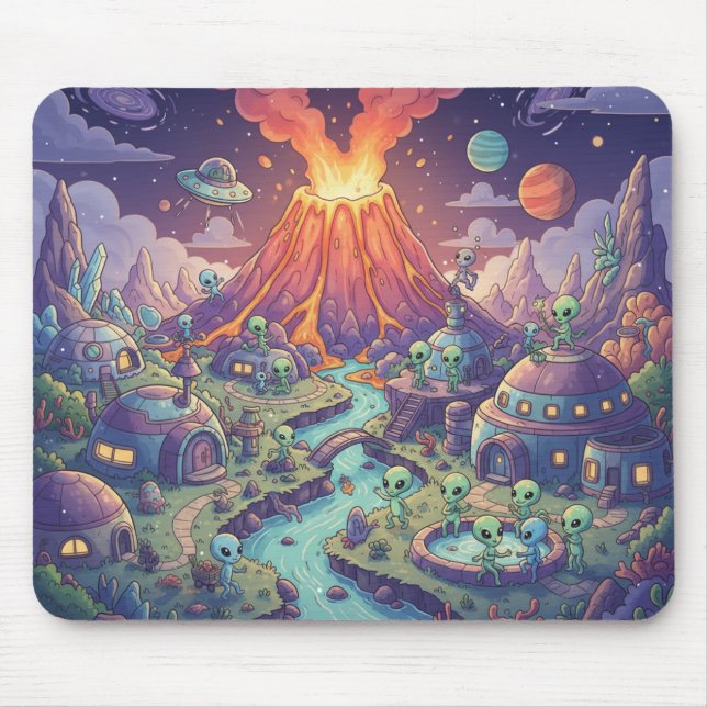 Mousepad Alien Village at Dusk (Frente)