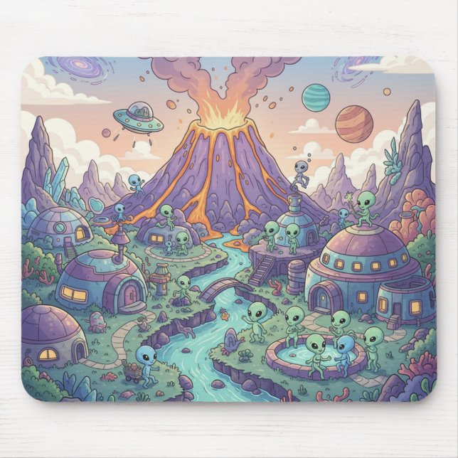 Mousepad Alien Village by the Volcano (Frente)