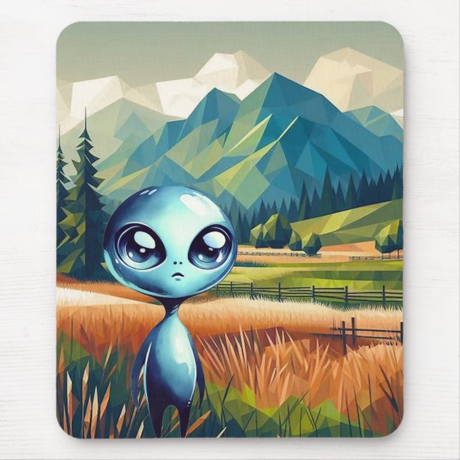 Mousepad Alienígena Azul brilhante (Frente)