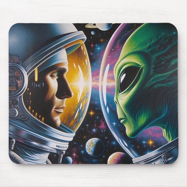 Mousepad Alienígena e Astronauta no Espaço  (Frente)