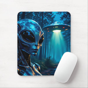 Mousepad Alienígena e OVNI hiperrealistas na Floresta