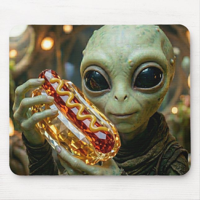 Mousepad Alienígena Extraterrestre com Cachorro Quente Cris (Frente)