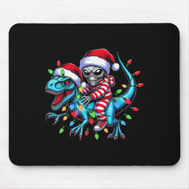 Mousepad Alienígena legal Andando T-rex Família de Natal do (Frente)