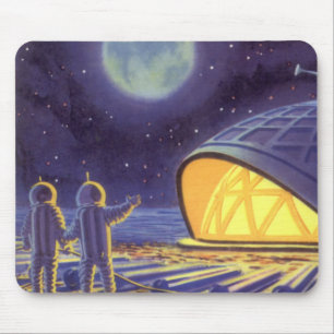 Mousepad Aliens de ficção científica em lua planeta azul