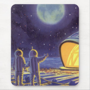 Mousepad Aliens de ficção científica em lua planeta azul