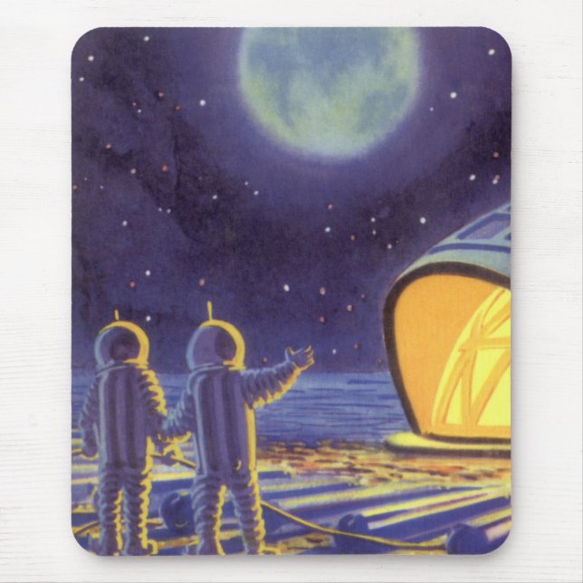Mousepad Aliens de ficção científica em lua planeta azul (Frente)