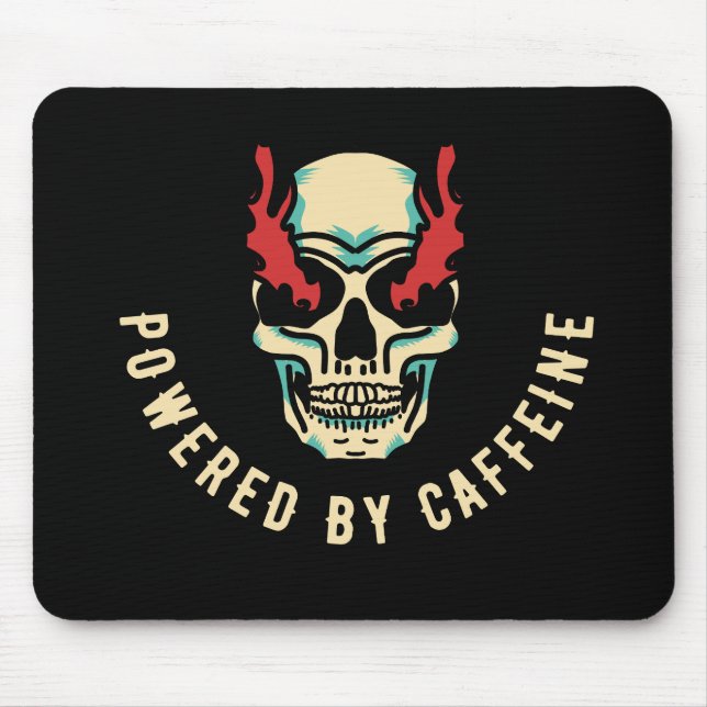 Mousepad Alimentado por Caffeine - Energia do Crânio (Frente)