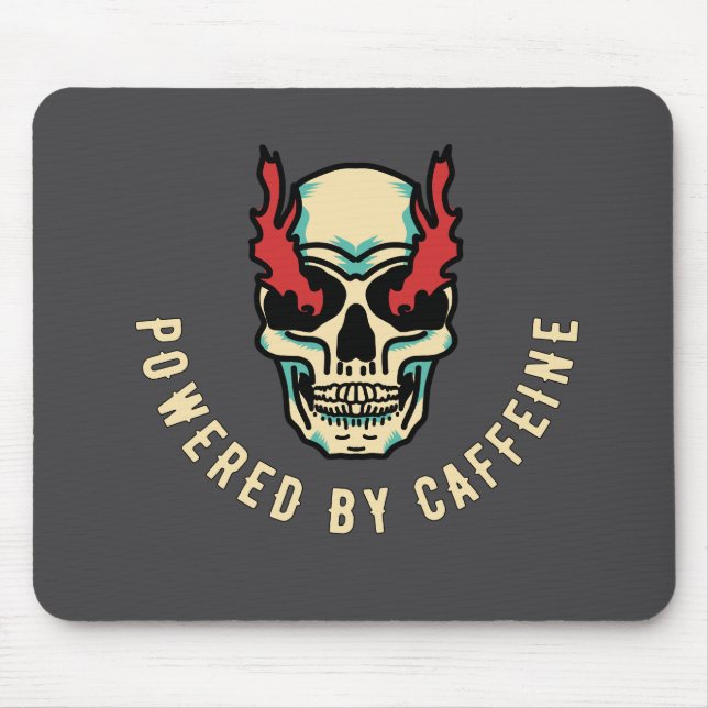 Mousepad Alimentado por Caffeine - Energia do Crânio (Frente)