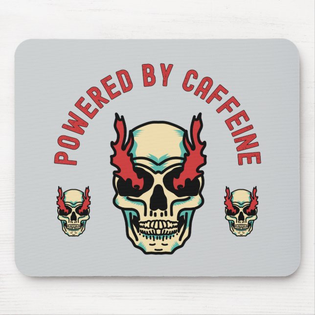 Mousepad Alimentado por Caffeine - Energia do Crânio (Frente)