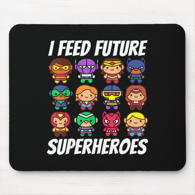 Mousepad Alimento o Futuro Super Heróis da Escola Almoçando (Frente)