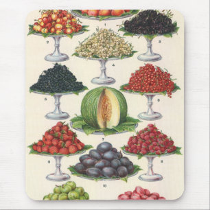 Mousepad Alimentos Antigos Frutas Sortidas em Bandejas para