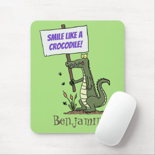Mousepad Alinhamento crocodilo engraçado com desenhos anim