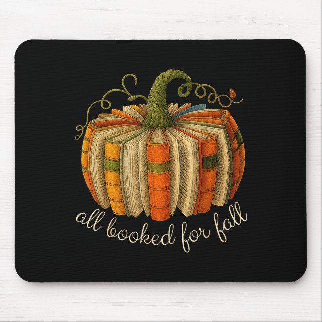 Mousepad All Booked For Fall Book Pumpkin Reading Halloween (Frente)