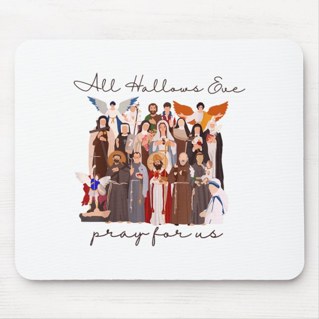Mousepad All Hallows Eve Pray For Us Halloween Catholic Sai (Frente)